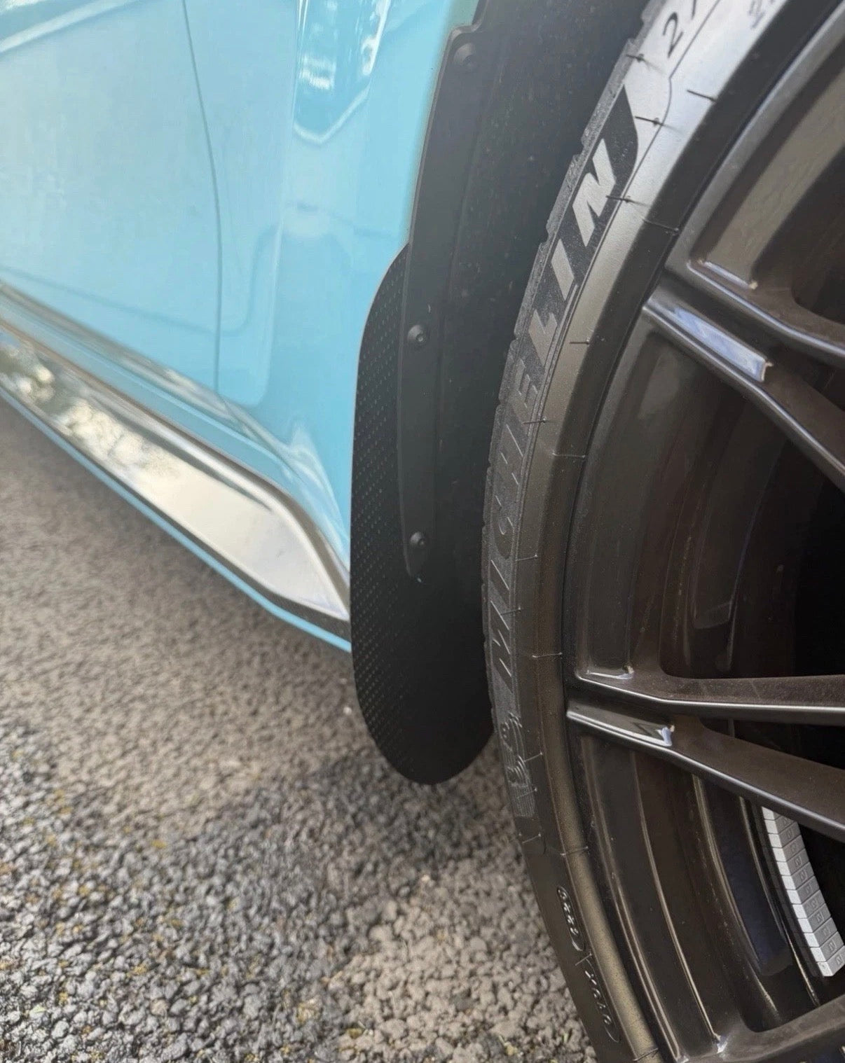 BMW M3 G80 G81 FRONT AND REAR MUD GUARDS GLOSS BLACK.