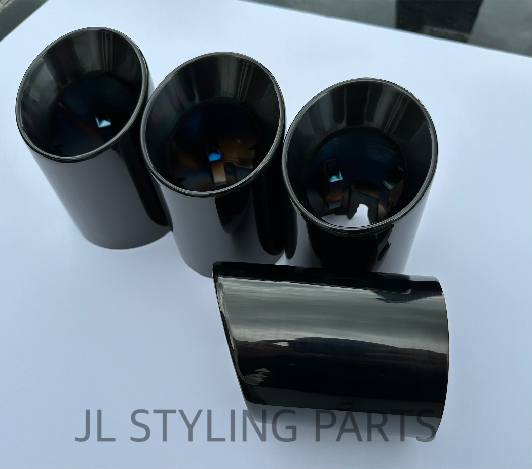 Large 3.75” Slash Cut Exhaust Tips DARK FOR BMW M2 M3 M4 F80 F82 F83 F87 70mm inlet