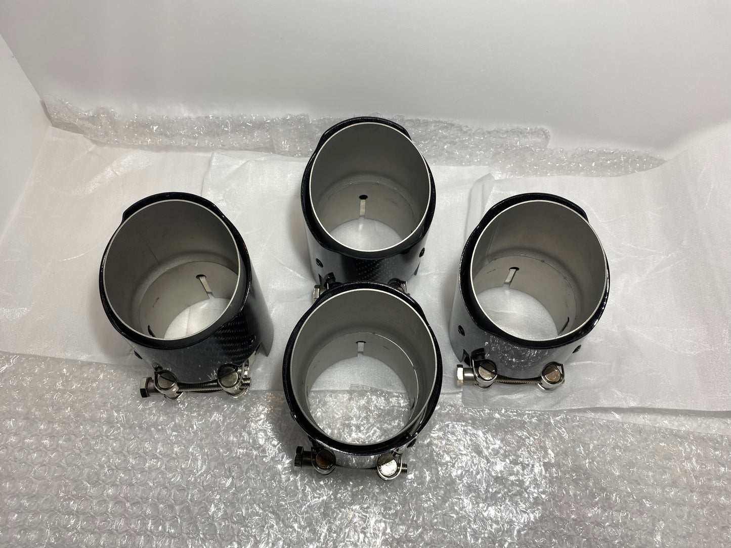 4x real carbon fibre & matte silver exhaust tips FOR BMW M2 F87 M3 F80 M4 F82 F83 70mm inlet