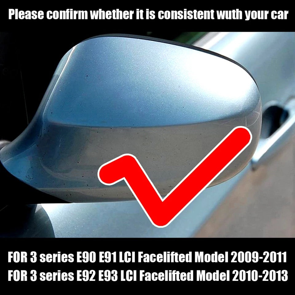 Gloss black mirror caps for BMW 1 & 3 series LCI 2009-2013