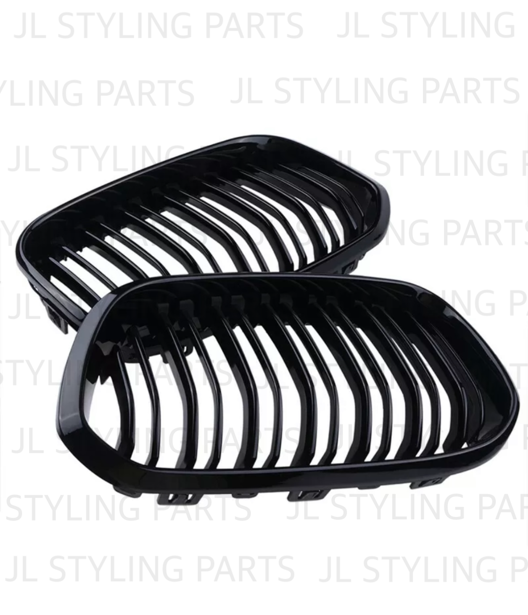 JL Gloss black double slat front grills FOR BMW 1 series F20 F21 LCI