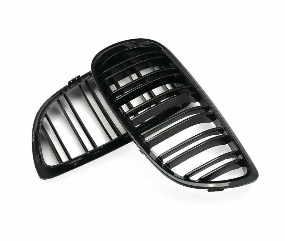 Gloss black double slat grills FOR BMW 3 series PRE LCI 2007-2009