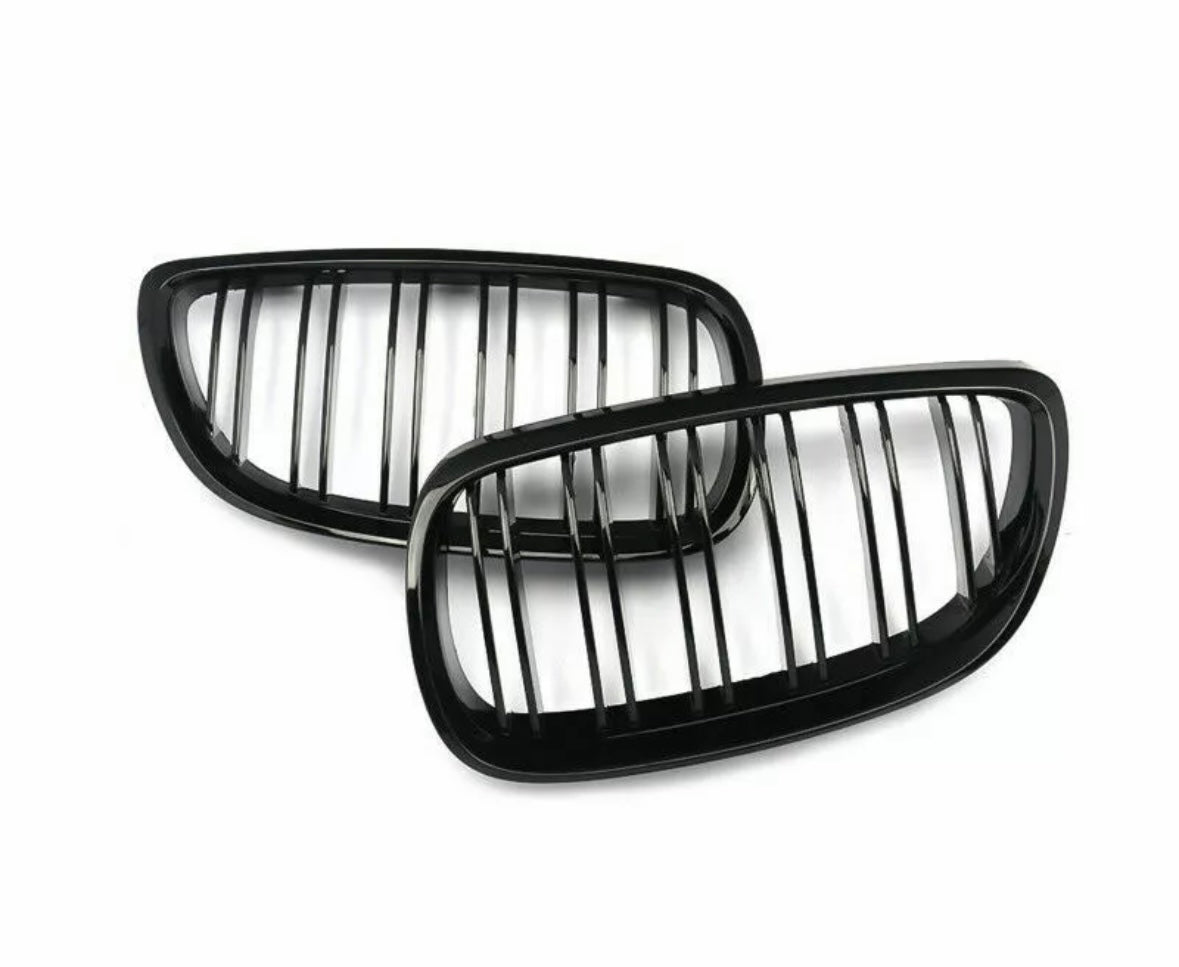 Gloss black double slat grills FOR BMW 3 series PRE LCI 2007-2009