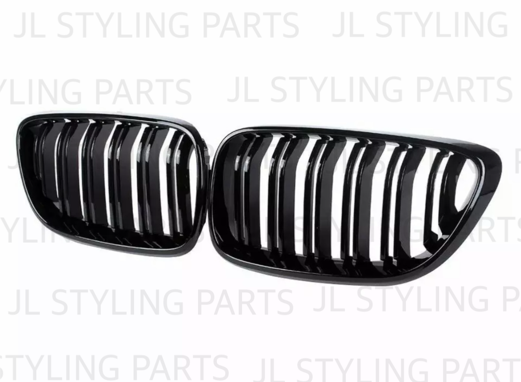 JL Gloss black double slat front grills FOR BMW 2 SERIES F22 F23 14-19
