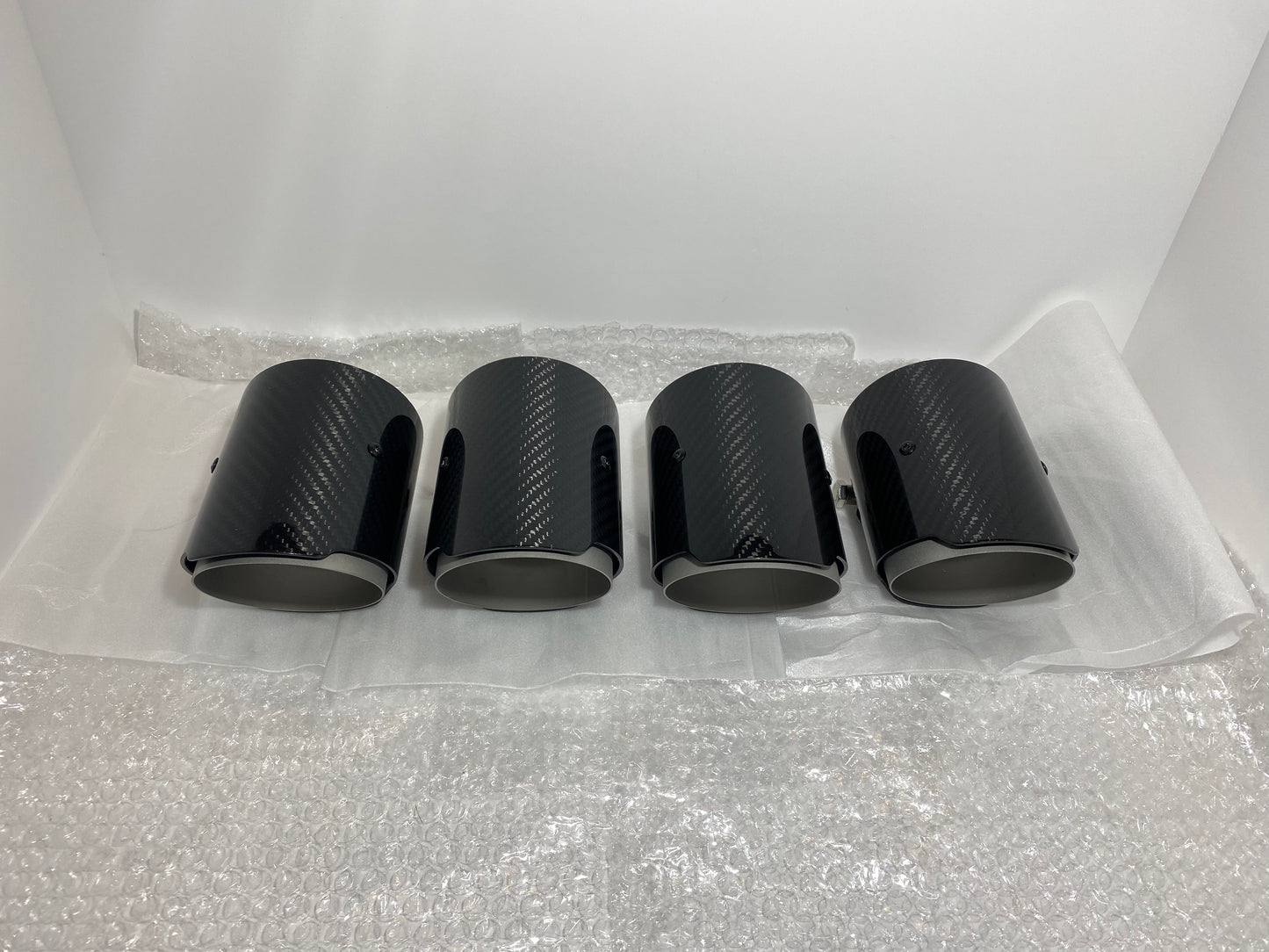 4x real carbon fibre & matte silver exhaust tips FOR BMW M2 F87 M3 F80 M4 F82 F83 70mm inlet