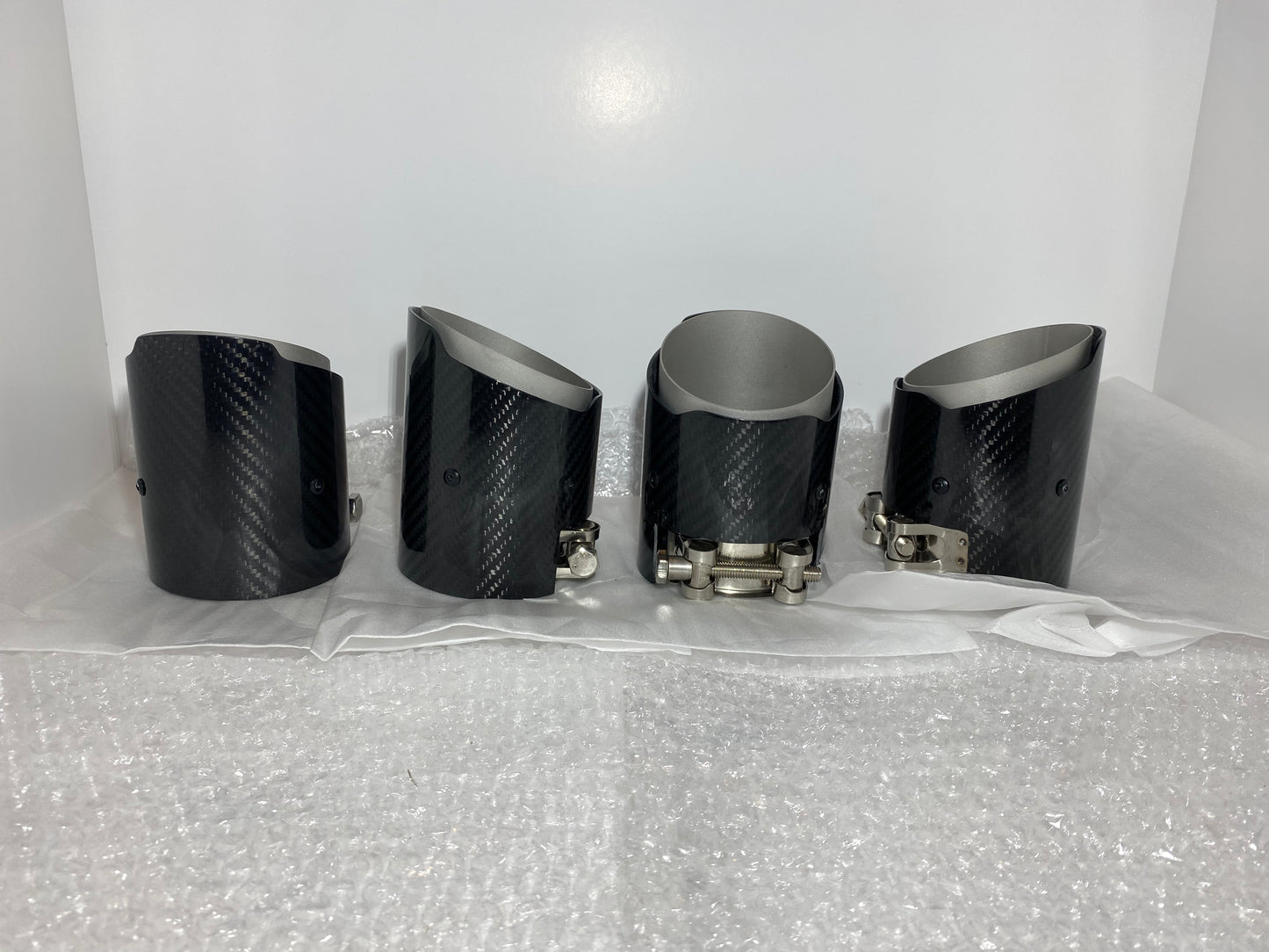 4x real carbon fibre & matte silver exhaust tips FOR BMW M2 F87 M3 F80 M4 F82 F83 70mm inlet