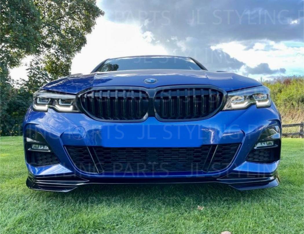 Gloss black aggressive style front splitter FOR BMW 3 SERIES G20 G21 2019-2023