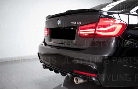 Gloss black aggressive V style spoiler lip for BMW 3 series F30 14-18