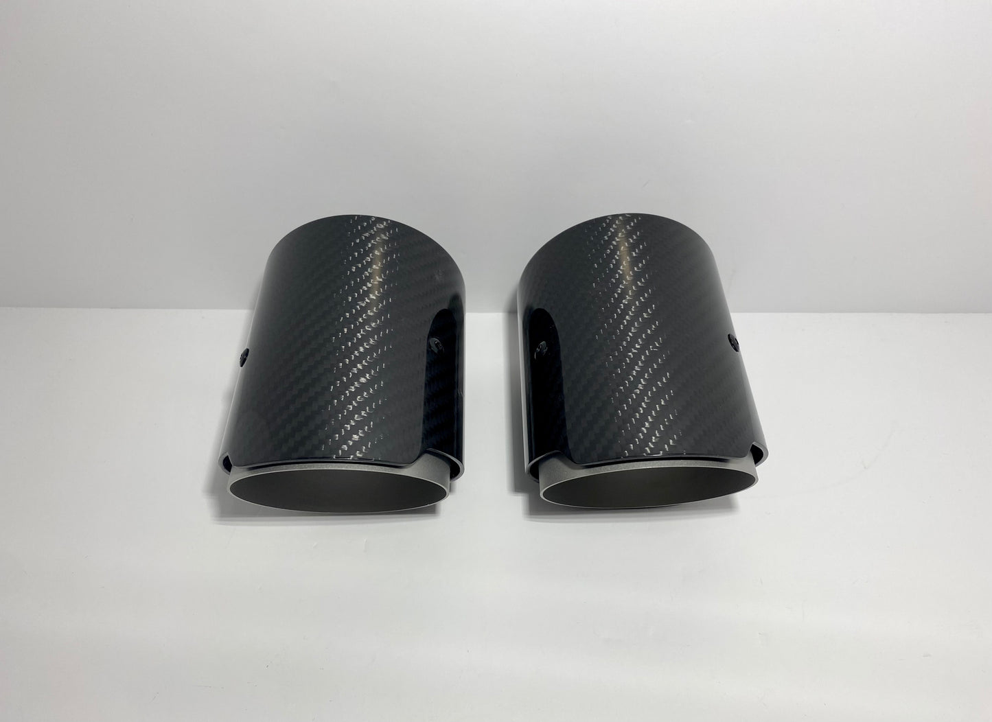 Carbon fibre and matte silver exhaust tips 60mm inlet for standard exhaust systems