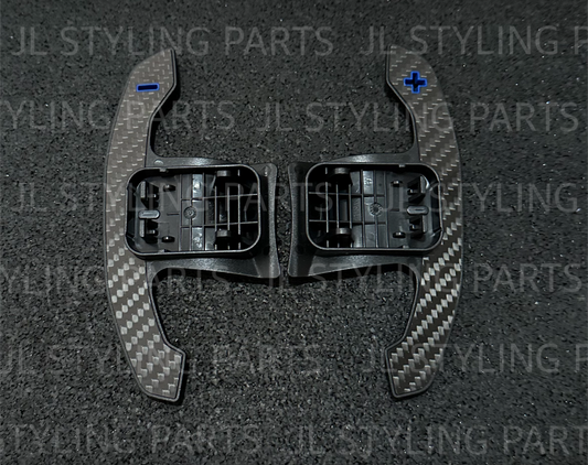 Gloss carbon fibre paddle shifters with blue accents FOR BMW X3M X4M X5M X6M