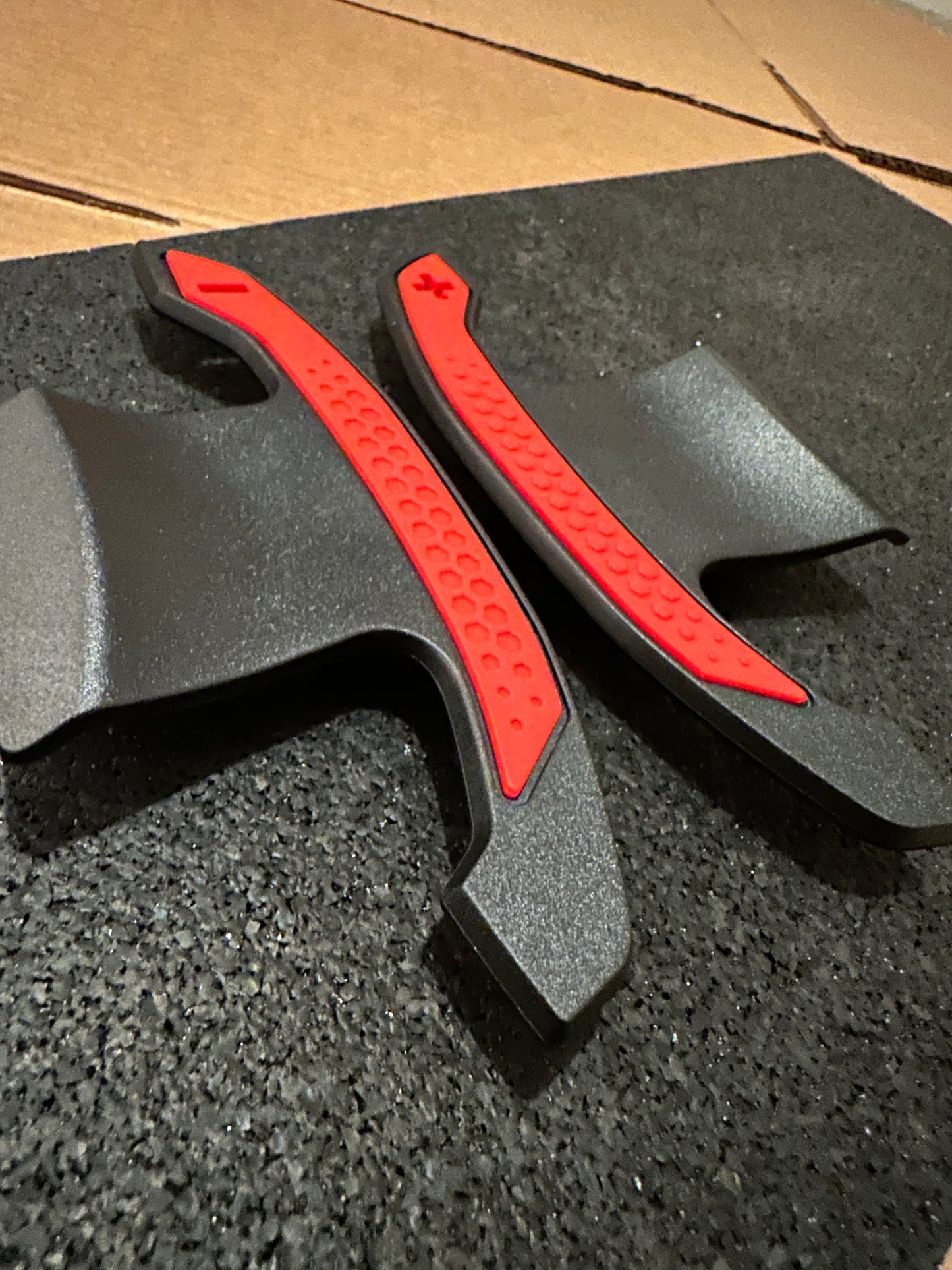 Gloss carbon fibre paddle shifters with red accents FOR Toyota Supra A90