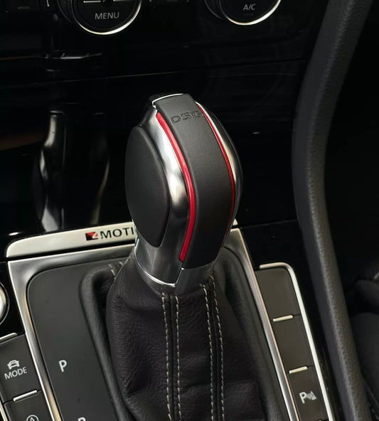 Automatic gear selector shifter with red accents
