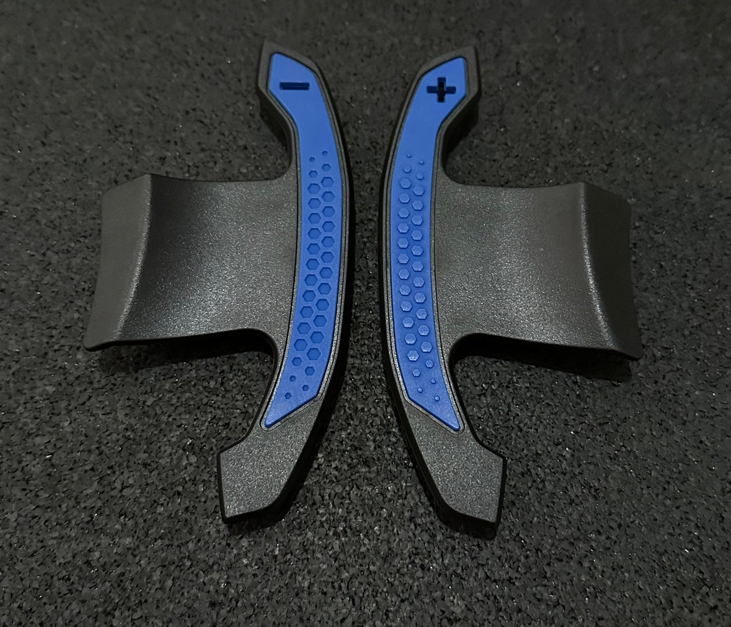 Gloss carbon fibre paddle shifters with blue accents FOR Toyota Supra A90