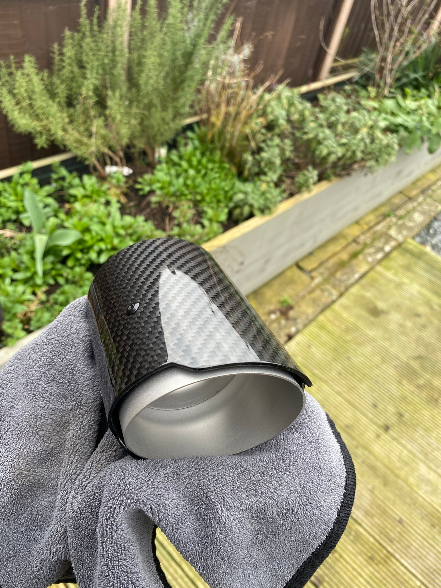 Carbon fibre and matte silver exhaust tips 60mm inlet for standard exhaust systems