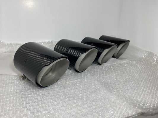 4x real carbon fibre & matte silver exhaust tips FOR BMW M2 F87 M3 F80 M4 F82 F83 70mm inlet