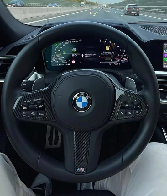 Carbon fibre effect steering wheel insert trims FOR BMW 5 series G30 G31 M sport 2017-2023