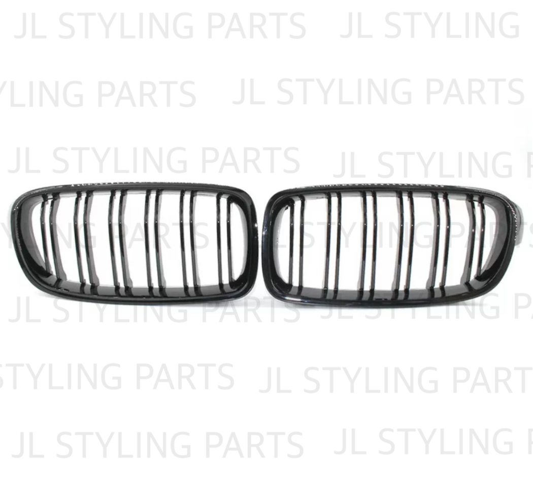 JL Gloss black double slat front grills FOR BMW 3 SERIES F30 F31 12-19