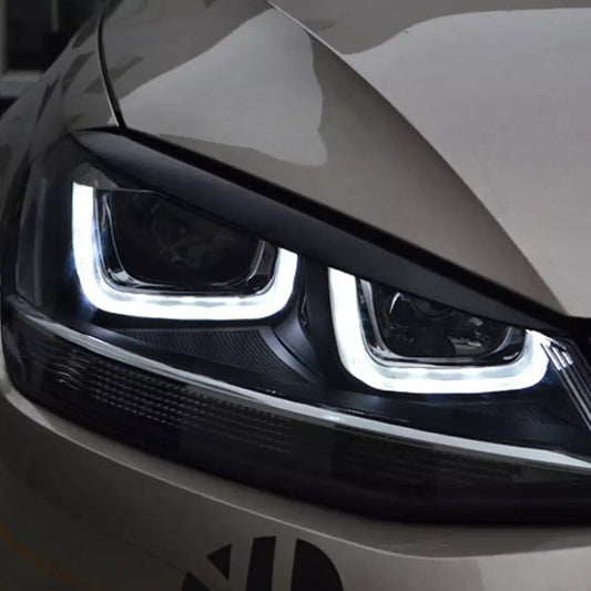 Gloss black eyebrow headlight trims FOR VW GOLF MK7 & MK7.5